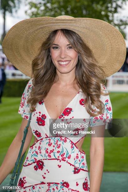 Actress Elodie Fontan attends the Prix de Diane Longines 2018 at Hippodrome de Chantilly on June 17, 2018 in Chantilly, France.