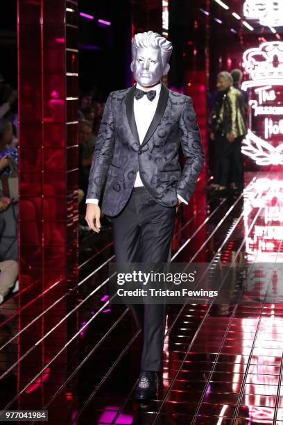 Model walks the runway at the Billionaire show during Milan Men's Fashion Week Spring/Summer 2019 on June 17, 2018 in Milan, Italy.