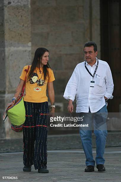 Jorge Sanches, director of FICG25 and Andrea Echeverri, vocalist of Colombian band Aterciopelados during the Guadalajara International Film Festival...
