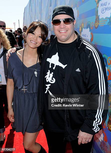 Actor Kevin James and his wife Steffiana arrive at the Make-A-Wish Foundation event hosted by Kevin and Steffiana James at the Santa Monica Pier on...