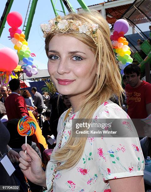 Actress Mischa Barton attends the Make-A-Wish Foundation event hosted by Kevin and Steffiana James at the Santa Monica Pier on March 14, 2010 in...