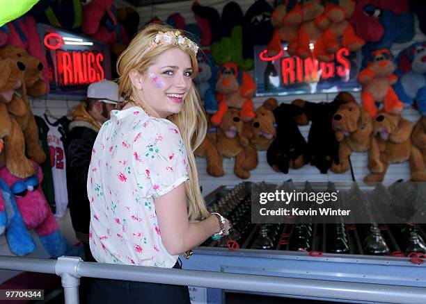 Actress Mischa Barton attends the Make-A-Wish Foundation event hosted by Kevin and Steffiana James at the Santa Monica Pier on March 14, 2010 in...