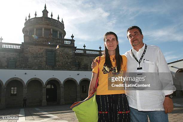 Jorge Sanches, director of FICG25 and Andrea Echeverri, vocalist of Colombian band Aterciopelados pose for a photograph during the Guadalajara...