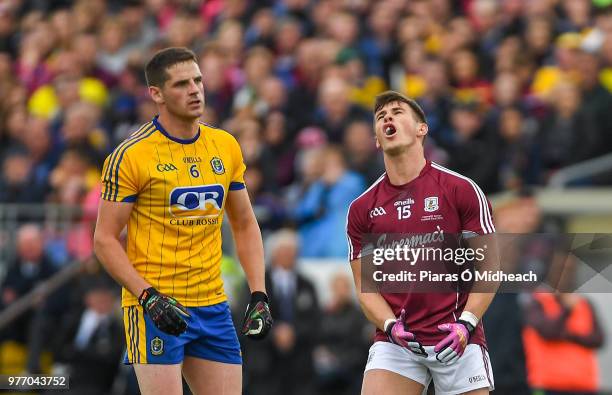 Roscommon , Ireland - 17 June 2018; Shane Walsh of Galway reacts after kicking a wide as Fintan Cregg of Roscommon looks on during the Connacht GAA...