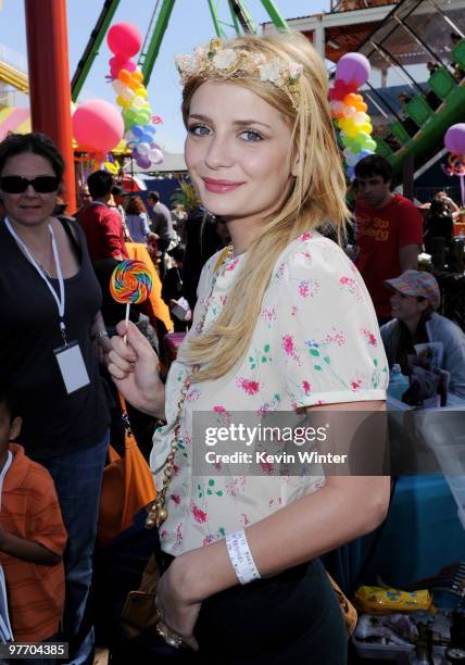 Actress Mischa Barton attends the Make-A-Wish Foundation event hosted by Kevin and Steffiana James at the Santa Monica Pier on March 14, 2010 in...