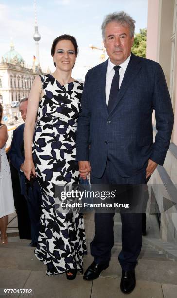 Martina Gedeck and her partner Markus Imboden attend the 'Staatsoper fuer alle' open air concert at Bebelplatz on June 17, 2018 in Berlin, Germany.