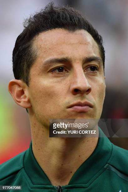 Mexico's midfielder Andres Guardado poses before the Russia 2018 World Cup Group F football match between Germany and Mexico at the Luzhniki Stadium...