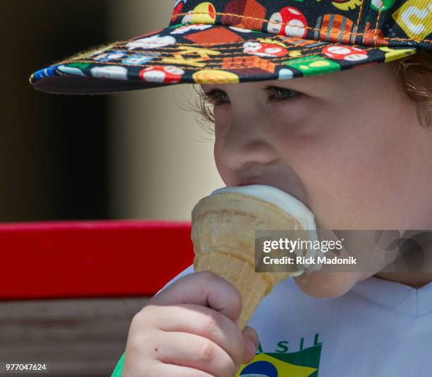 One of the sure fire ways to beat the heat is always ice cream, as 4-year-old Lukas London can testify to. Kids enjoy the large splash pad in front...