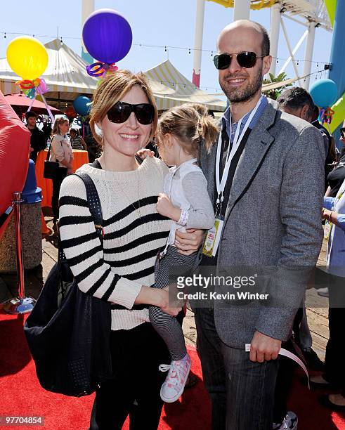 Actress Sasha Alexander, her daughter Lucia Ponti and husband director Edoardo Ponti arrive at the Make-A-Wish Foundation event hosted by Kevin and...