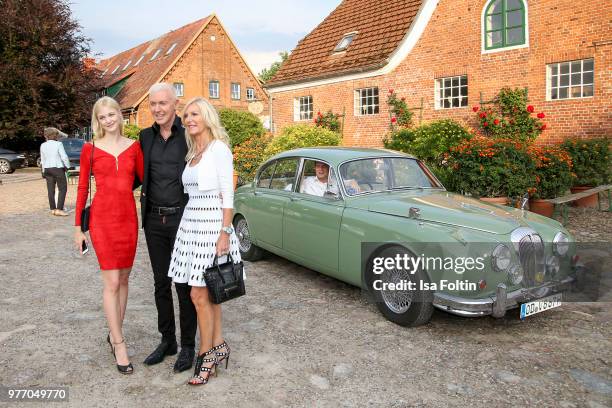 Baxxter with his girlfriend Lysann Gellner and Marion Vedder during the BMW Polo Cup Gut Basthorst on June 15, 2018 in Basthorst, Germany.