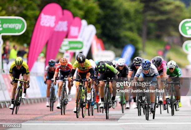 Arrival / Lotta Pauliina Lepisto of Finland and Cervelo-Bigla Pro Cycling Team / Giorgia Bronzini of Italy and Team Cylance Pro Cycling / Marta...