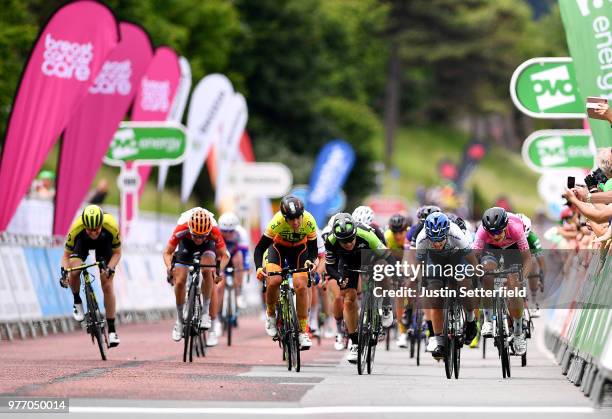 Arrival / Lotta Pauliina Lepisto of Finland and Cervelo-Bigla Pro Cycling Team / Giorgia Bronzini of Italy and Team Cylance Pro Cycling / Marta...