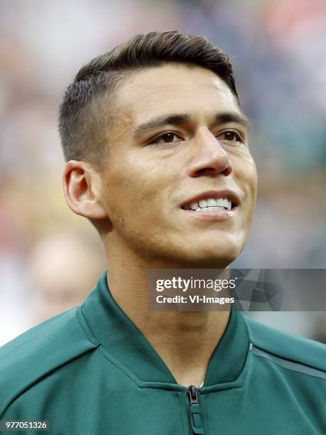 Hector Moreno of Mexico during the 2018 FIFA World Cup Russia group F match between Germany and Mexico at the Luzhniki Stadium on June 17, 2018 in...