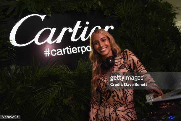 Harley Viera-Newton DJs at the Cartier Queen's Cup Polo at Guards Polo Club on June 17, 2018 in Egham, England.