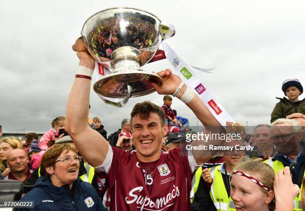 Roscommon , Ireland - 17 June 2018; Shane Walsh of Galway with the cup following the Connacht GAA Football Senior Championship Final match between...