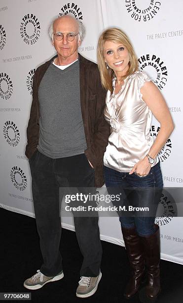 Writer Larry David and actress Cheryl Hines attend the 27th annual PaleyFest Presents "Curb Your Enthusiasm" event at the Saban Theatre on March 14,...