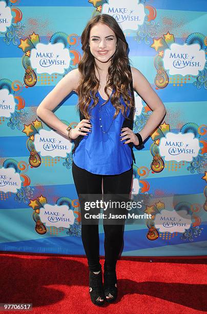 Actress Elizabeth Gillies arrives at the Make A Wish Foundation event hosted by Kevin and Steffiana James at Santa Monica Pier on March 14, 2010 in...