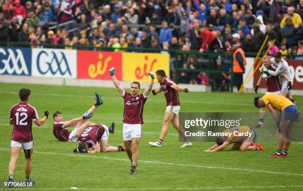 Roscommon , Ireland - 17 June 2018; Cathal Sweeney of Galway celebrates at the final whistle of the Connacht GAA Football Senior Championship Final...