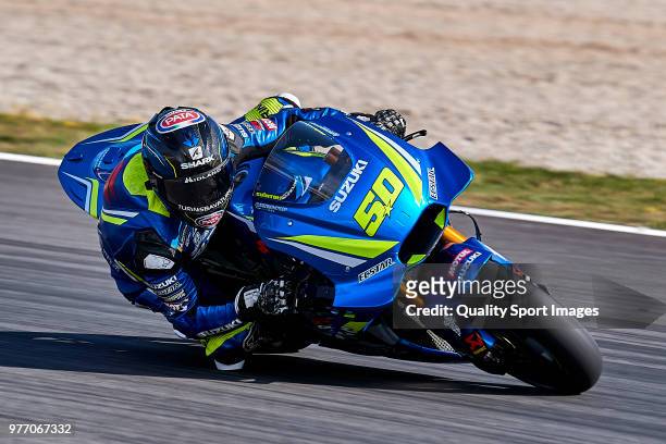 Sylvain Guintoli of France and Team Suzuki ECSTAR rides during MotoGP free practice at Circuit de Catalunya on June 17, 2018 in Montmelo, Spain.