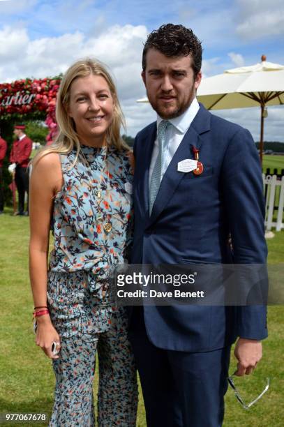 Caroline Rupert and Hickman Bacon attend the Cartier Queen's Cup Polo Final at Guards Polo Club on June 17, 2018 in Egham, England.