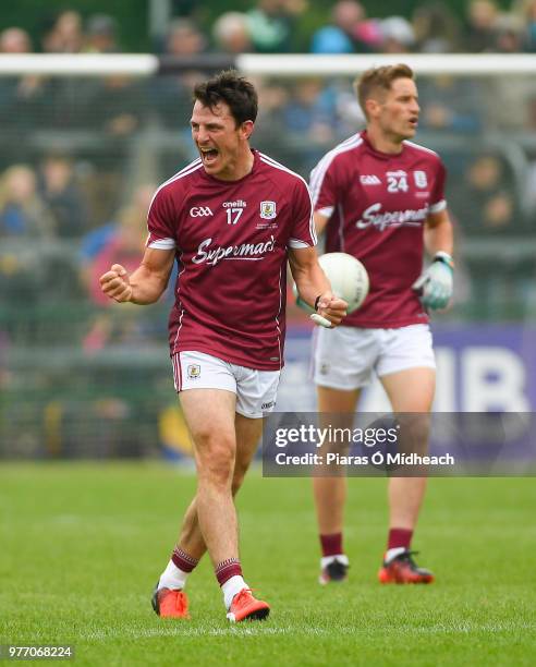 Roscommon , Ireland - 17 June 2018; Seán Armstrong of Galway celebrates after the Connacht GAA Football Senior Championship Final match between...