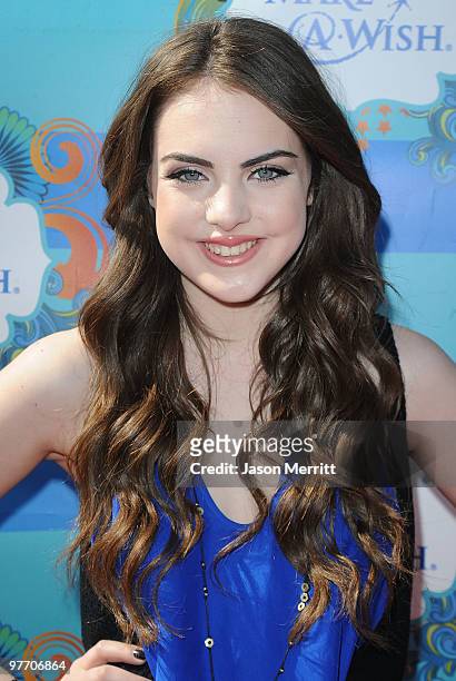 Actress Elizabeth Gillies arrives at the Make A Wish Foundation event hosted by Kevin and Steffiana James at Santa Monica Pier on March 14, 2010 in...