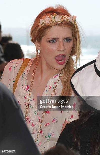 Actor Mischa Barton arrives at the Make A Wish Foundation event hosted by Kevin and Steffiana James at Santa Monica Pier on March 14, 2010 in Santa...