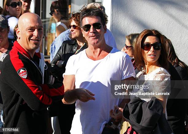 Howie Mandel, Simon Cowell and Mezhgan Hussainy are seen on March 14, 2010 in Malibu, California.