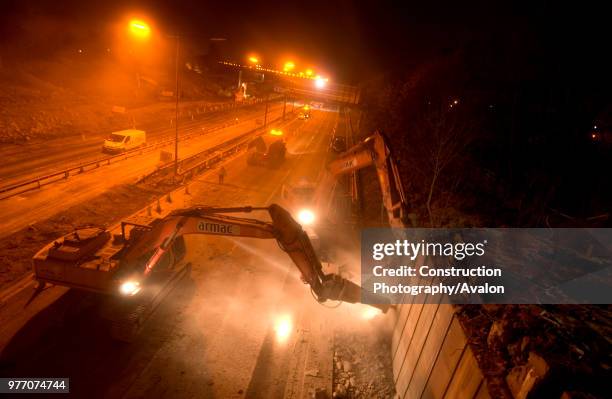 Roadwork at night on motorway.