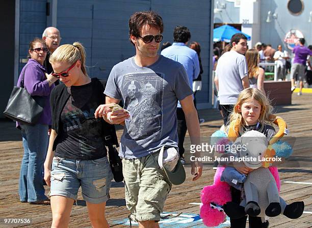 Stephen Moyer, Anna Paquin and his daughter Lilac are seen on March 14, 2010 in Santa Monica, California.