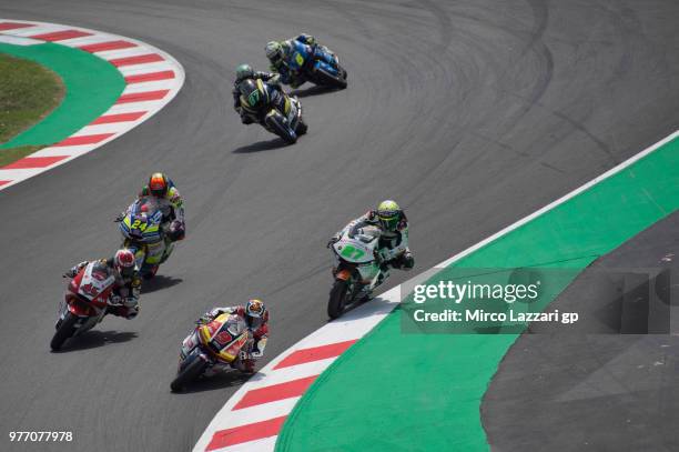 Jorge Navarro of Spain and Federal Oil Gresini Moto2 leads the field during the Moto2 race during the MotoGp of Catalunya - Race at Circuit de...