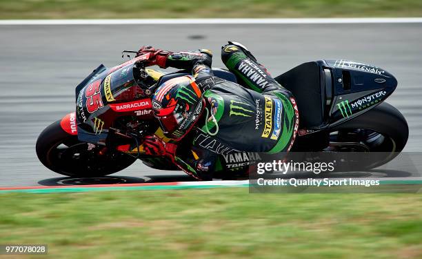 Hafizh Syahrin of Malaysia and Monster Yamaha Tech 3 rounds the bend during the MotoGP of Catalunya at Circuit de Catalunya on June 17, 2018 in...