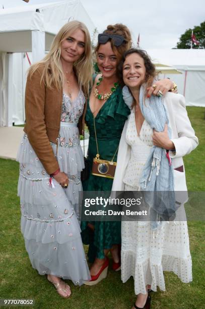 Jodie Kidd, Alice Temperley and guest attend the Cartier Queen's Cup Polo Final at Guards Polo Club on June 17, 2018 in Egham, England.