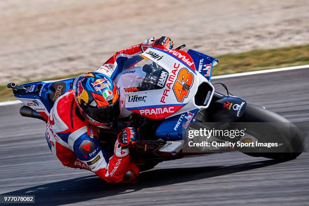 Jack Miller of Australia and Pramac Racing rides during MotoGP free practice at Circuit de Catalunya on June 17, 2018 in Montmelo, Spain.