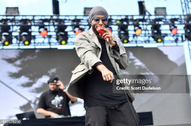 Rapper Yasiin Bey, formerly known as Mos Def, performs onstage during the Smokin' Grooves Festival at The Queen Mary on June 16, 2018 in Long Beach,...