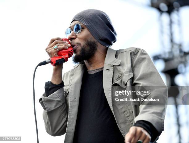 Rapper Yasiin Bey, formerly known as Mos Def, performs onstage during the Smokin' Grooves Festival at The Queen Mary on June 16, 2018 in Long Beach,...