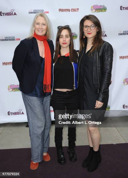 Christine Kellogg-Darrin, Maria Alice Arida and Rosita Lama Movdi arrive for the 2018 Etheria Film Night held at the Egyptian Theatre on June 16,...