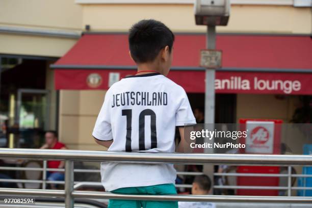 Boys with a German Jersey. Some impressions of the fans watching the Germany vs Mexico match of the FIFA world cup 2018 in Russia, which Mexico won...