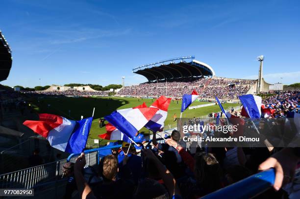 General View of Stade DE La Mediterrannee of Beziers and Fans of France during the Final World Championship U20 match between England and France on...