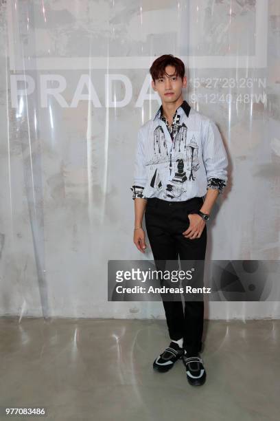 Changmin attends Prada Men's Spring/Summer 2019 Fashion Show on June 17, 2018 in Milan, Italy.