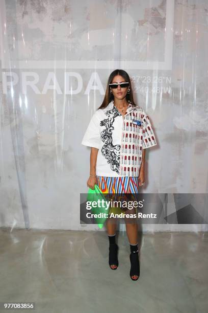 Gilda Ambrosio attends Prada Men's Spring/Summer 2019 Fashion Show on June 17, 2018 in Milan, Italy.