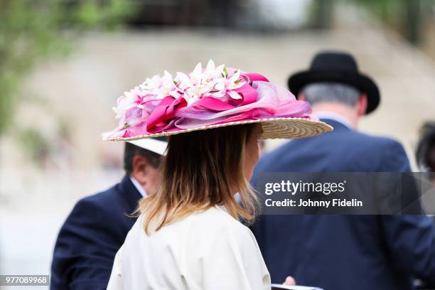 Illustration Racegoer during the Grand Prix de Diane 2018 at Hippodrome de Chantilly on June 17, 2018 in Chantilly, France.