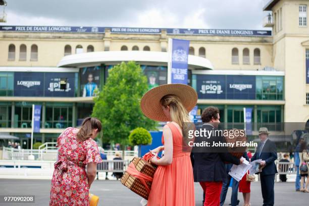 Illustration racegoer during the Grand Prix de Diane 2018 at Hippodrome de Chantilly on June 17, 2018 in Chantilly, France.