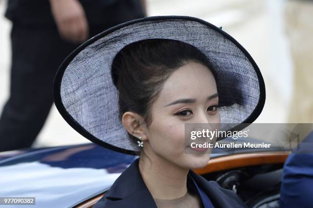 Longines brand ambassador Zhao Liying attends the Prix de Diane Longines 2018 on June 17, 2018 in Chantilly, France.