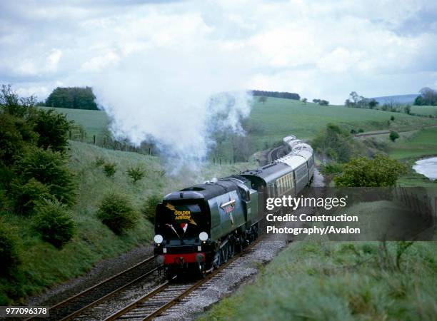 Pennine Pullman. No 34092 City Of Wells approaches Bell Busk with a special train from Leeds to Appleby. , United Kingdom.