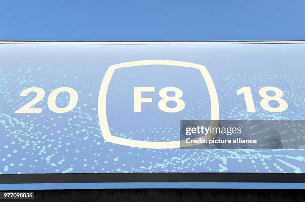 April 2018, USA, San Jose: The logo of the Facebook Developer Conference F8 can be seen outside the McEnery Convention Center in San Jose. Facebook...