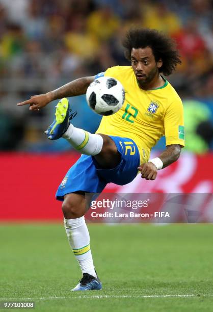 Marcelo of Brazil controls the ball during the 2018 FIFA World Cup Russia group E match between Brazil and Switzerland at Rostov Arena on June 17,...