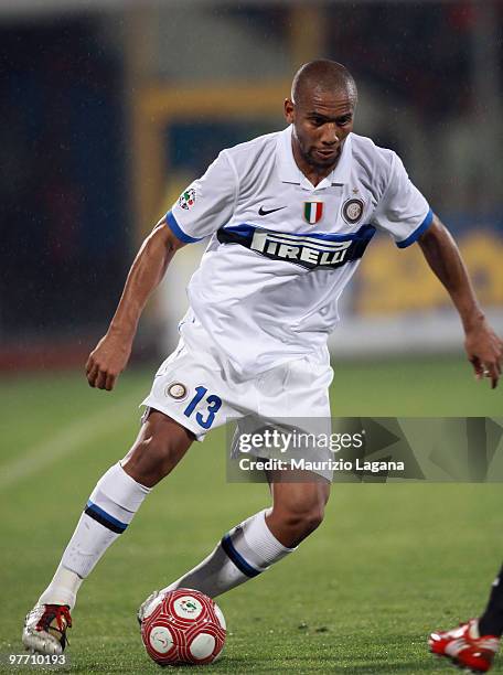 Douglas Maicon of FC Internazionale Milano is shown in action during the Serie A match between Catania Calcio and FC Internazionale Milano at Stadio...