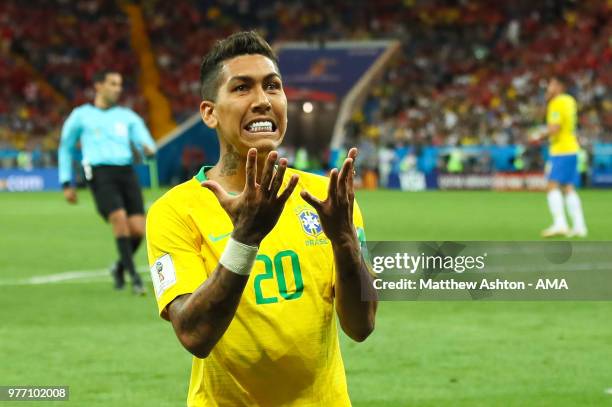Roberto Firmino of Brazil reacts to a missed chance during the 2018 FIFA World Cup Russia group E match between Brazil and Switzerland at Rostov...