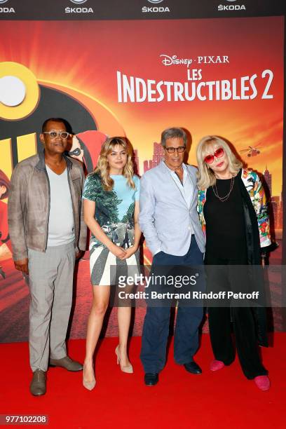 Thierry Desroses, Louane, Gerard Lanvin and Amanda Lear attend the "Les Indestructibles 2" Paris Special Screening at Le Grand Rex on June 17, 2018...